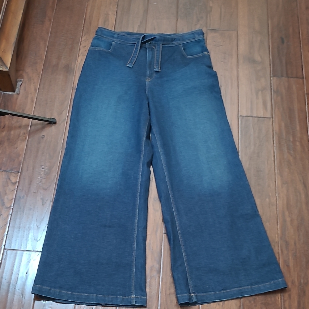 Express Super High-Rise Wide-leg Jeans with Tie Belt size 14R